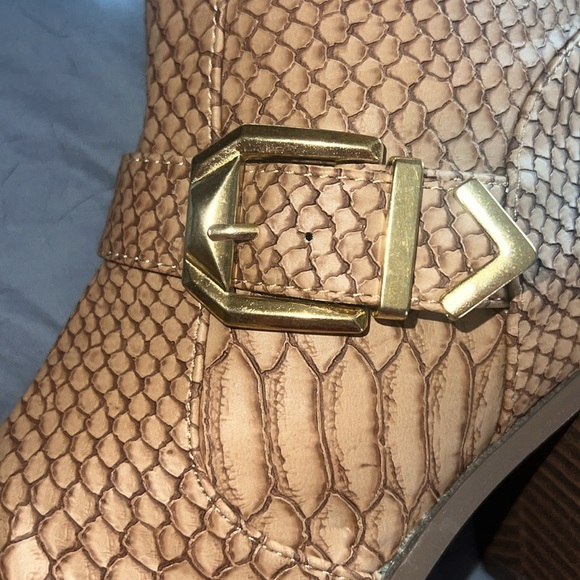 Liliana snake print with gold hardware 3” heel booties - Picture 10 of 14